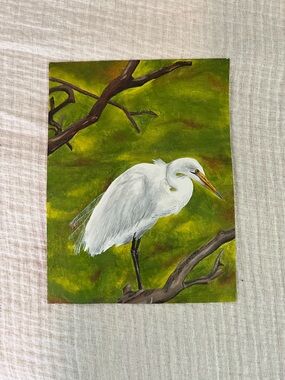 Custom Egret Oil Painting in Canvas